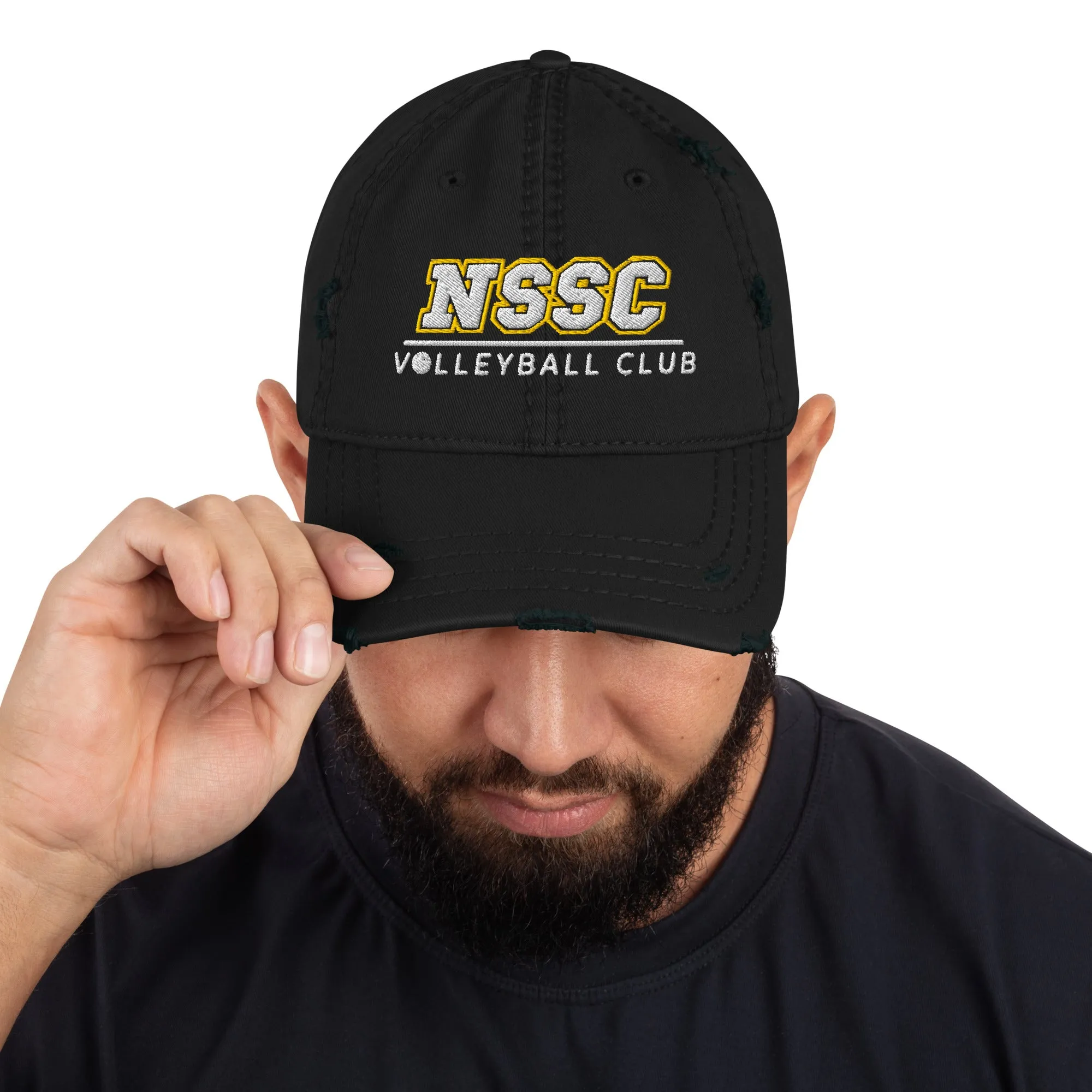 NSSC Volleyball Club Embroidered Distressed Dad Hat in Black or Gray