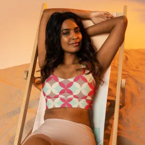 Patterned Pink Longline sports bra