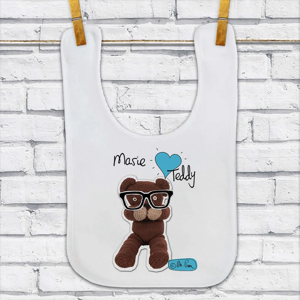 Personalised Heart Teddy Baby Bib