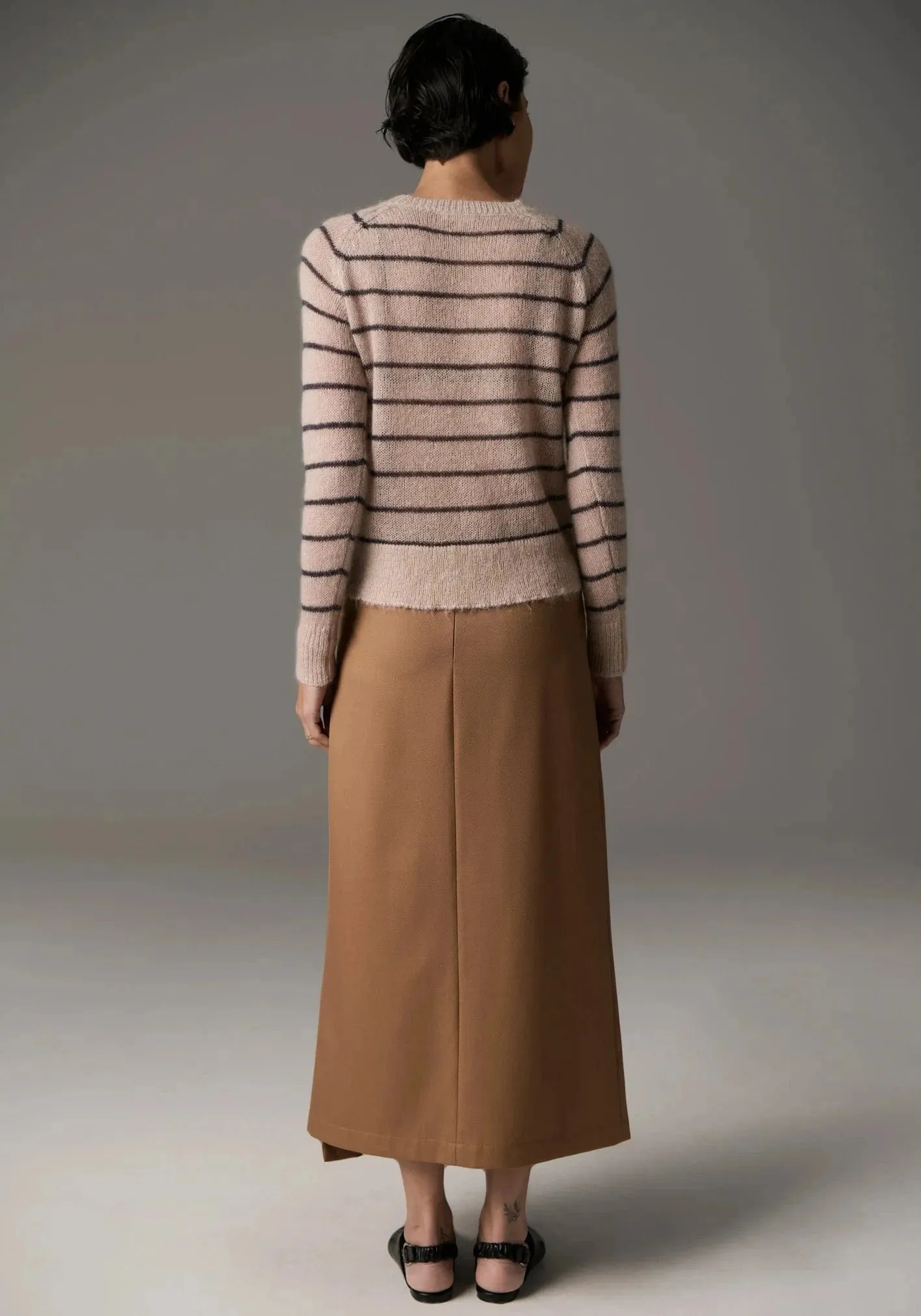 POL Clothing Maia Stripe Knit Blush/Charcoal