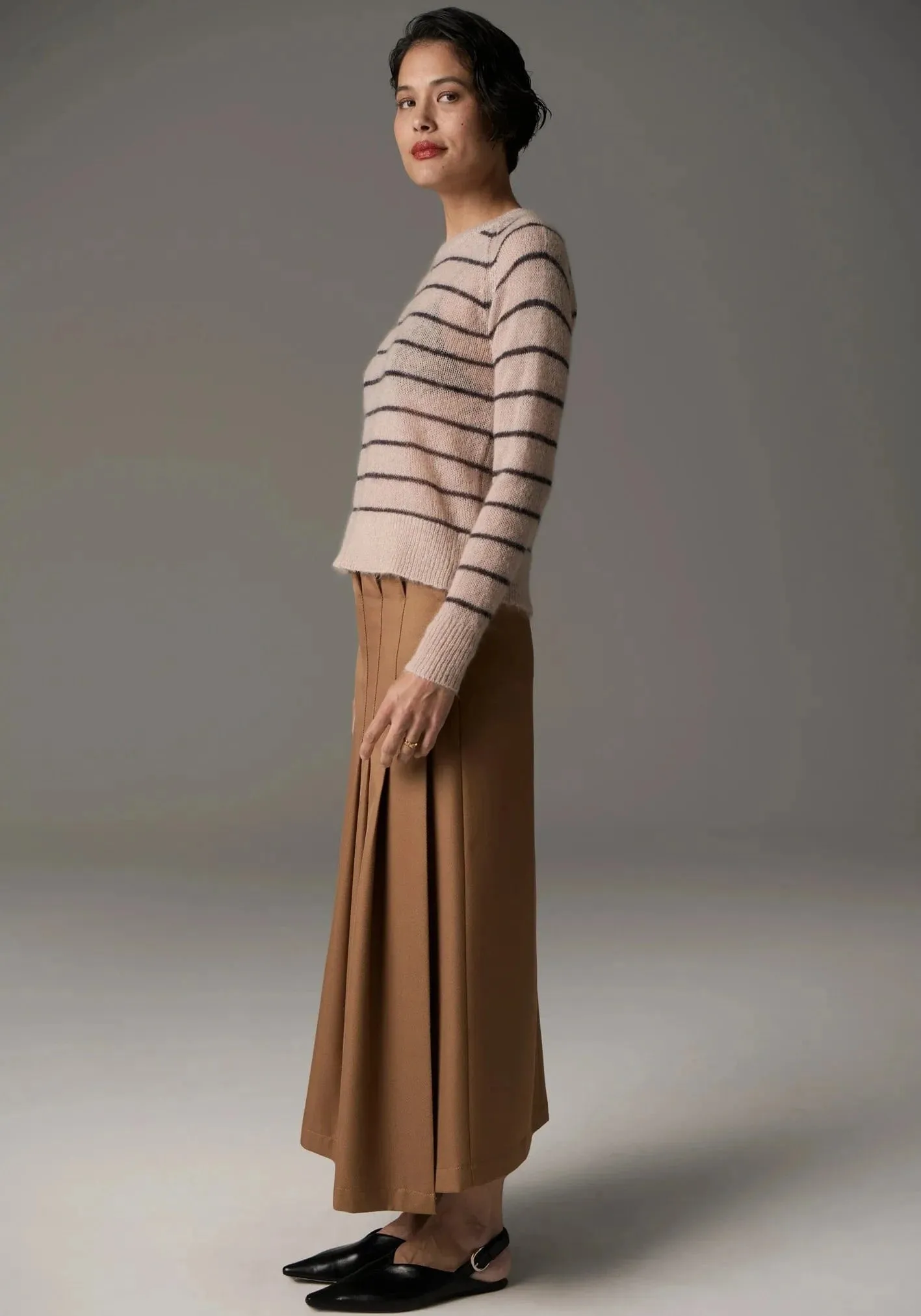 POL Clothing Maia Stripe Knit Blush/Charcoal