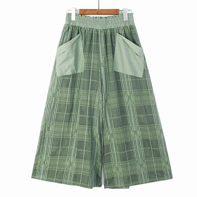 Pre Order:  Plaid Wide Leg Loose Pants