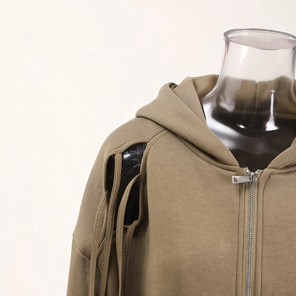 Pre Order:  Solid Hollow Strap Hoodie   Hollow Wide Leg Pants