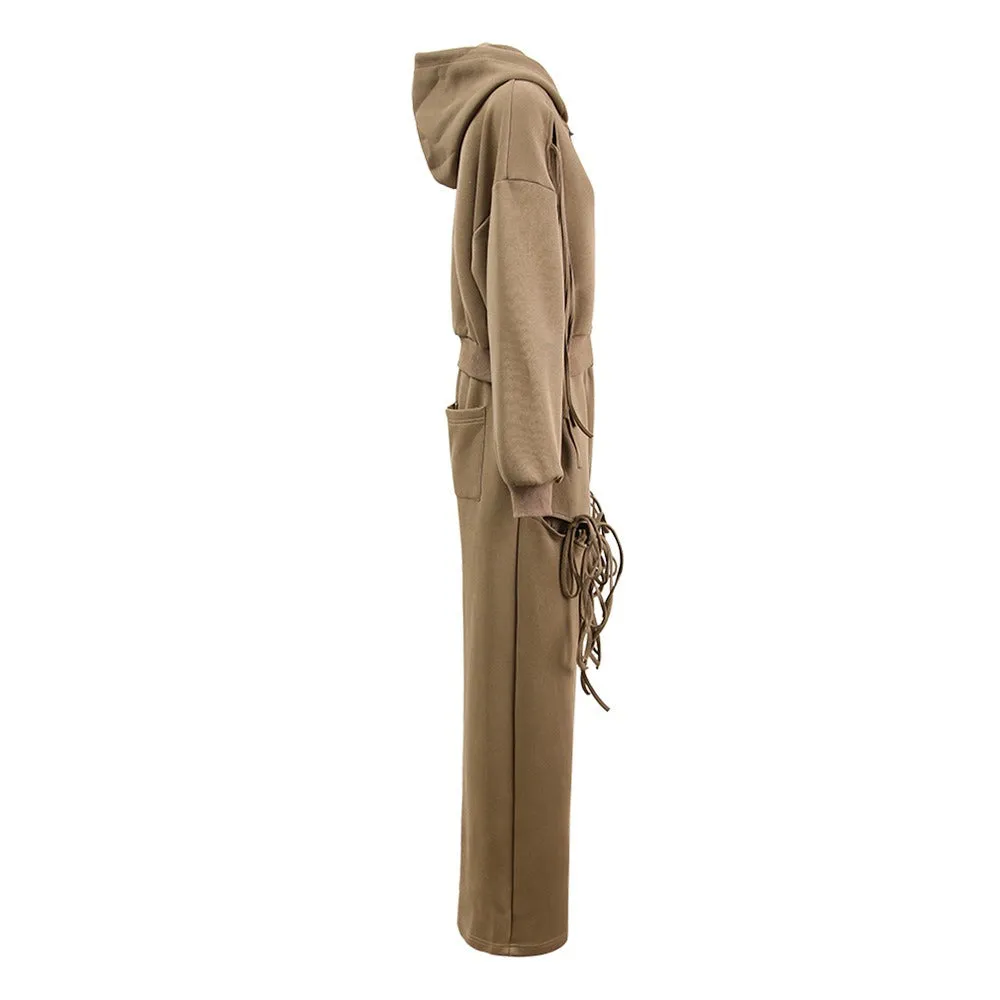 Pre Order:  Solid Hollow Strap Hoodie   Hollow Wide Leg Pants