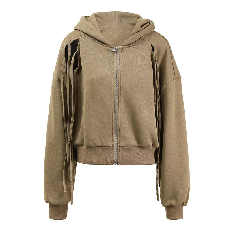 Pre Order:  Solid Hollow Strap Hoodie   Hollow Wide Leg Pants