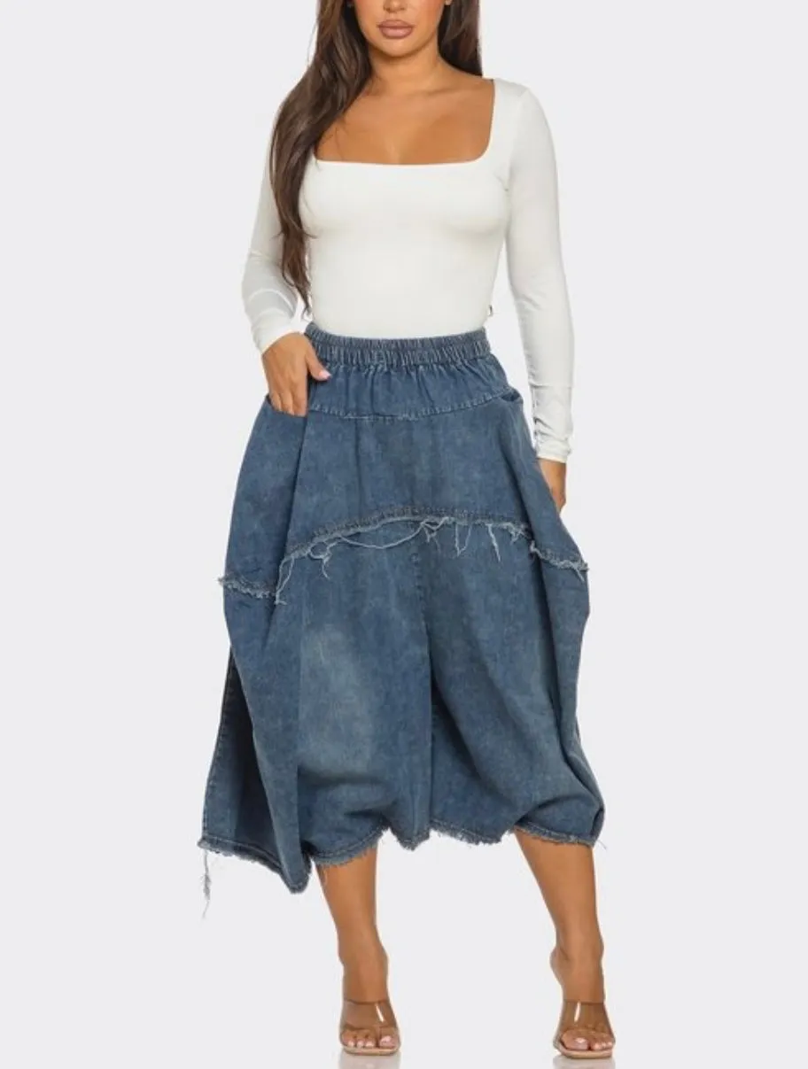 Rebel denim bubble goucho