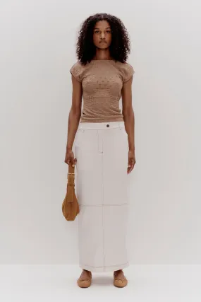 REX DENIM MAXI SKIRT | BONE