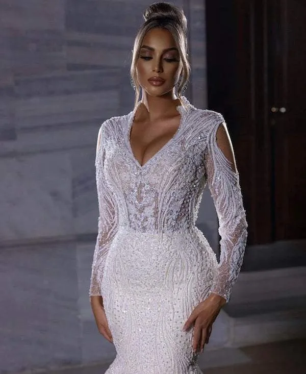 Venation White Wedding Dress