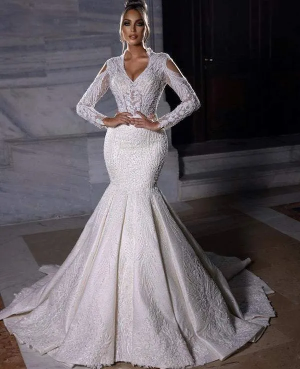 Venation White Wedding Dress