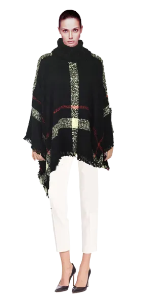 WOMENS PLAID SWEATER PONCHOS IN THREE COLORS